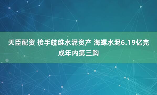 天臣配资 接手皖维水泥资产 海螺水泥6.19亿完成年内第三购