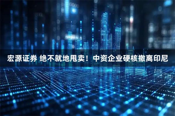 宏源证券 绝不就地甩卖！中资企业硬核撤离印尼